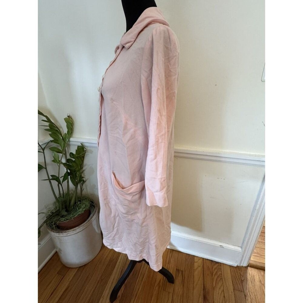 Vintage Sears Pink House Coat Robe Nightgown Lace Pearl Button Front Size Small - Picture 5 of 13